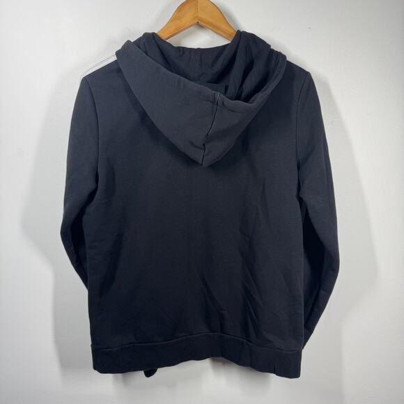 Adidas Sweatshirt Women L Black White Full Zip Streetwear Active Athleisure Walk - Picture 2 of 8